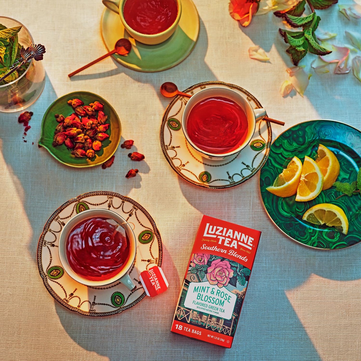Luzianne Unsweetened Hibiscus Iced Tea Bags, Family Size, 22ct Box (Pack of 6)