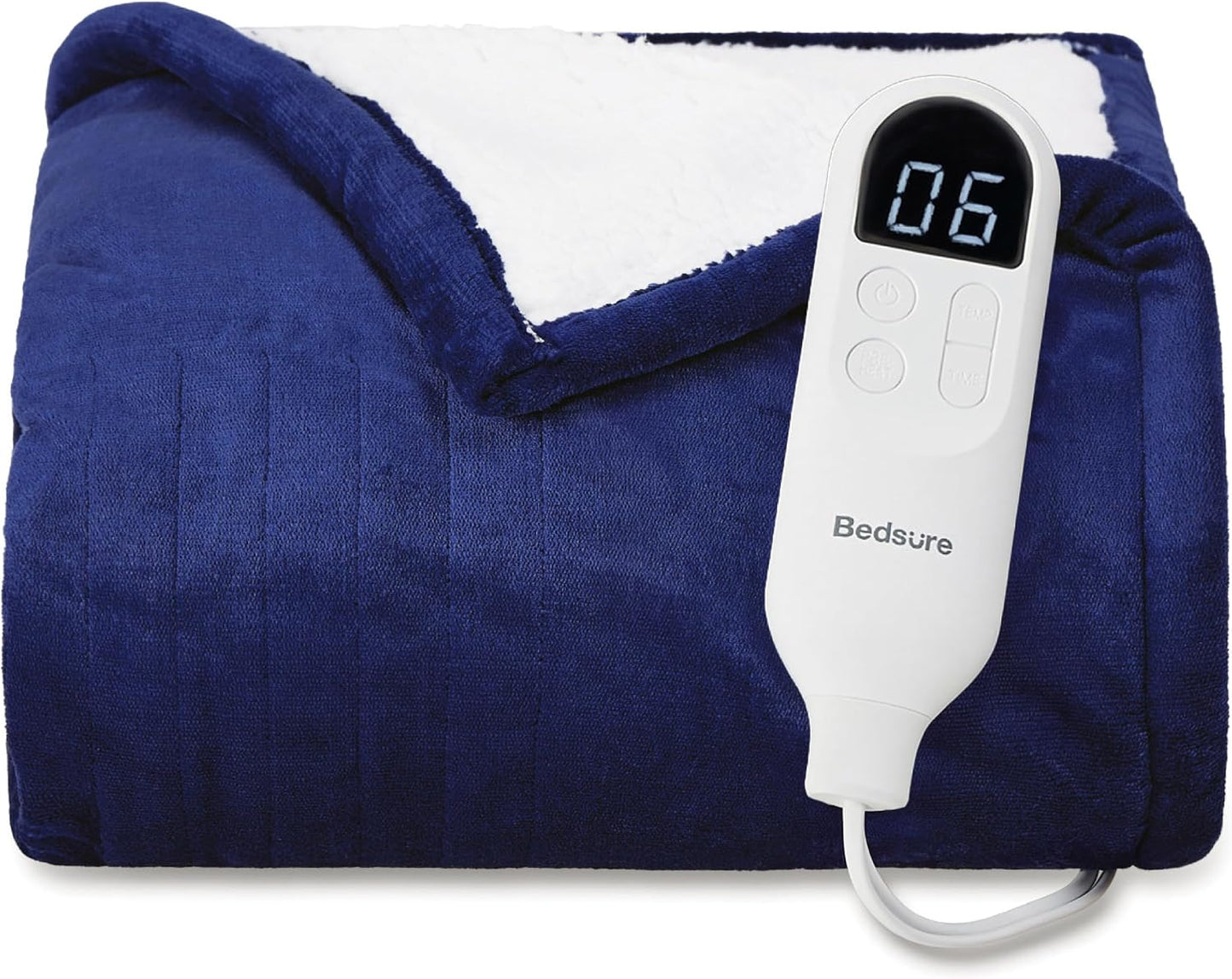 Bedsure Heated Blanket Throw Blanket with Preheat Function - Fast Heating Electric Blanket, Soft Flannel Throw with 6 Time Settings(Up to 10H), 6 Heating Settings, Gifts for Grandma (50"x60", Cream)