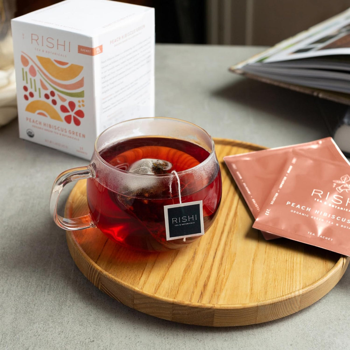 Rishi Tea Peach Hibiscus Green Japanese Organic Tea, 15ct
