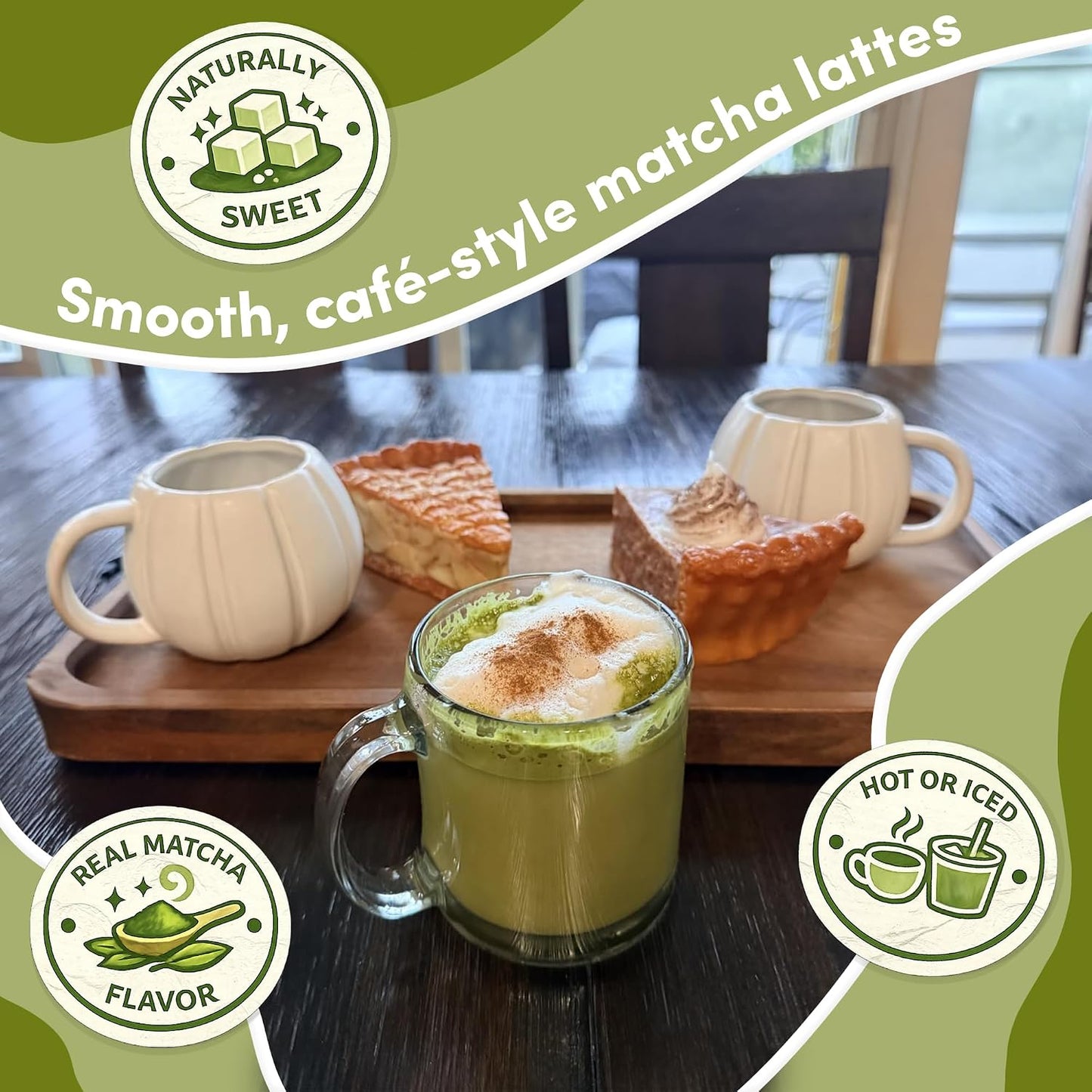 Sweetened Matcha Latte Mix, 4 oz, Matcha Green Tea Powder with Cane Sugar, Hot or Iced Matcha Latte Drink Mix, Resealable Bag