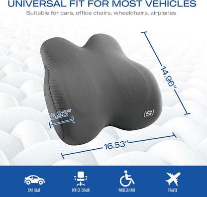 Skechers Memory Foam Lumbar Pillow,Lumbar Support Pillow for Office, Chair Lower Back Pain Relief Lumbar Pillow, Ergonomic Design Back Support Pillow for Office Chair, Car, Home, Travel,Black