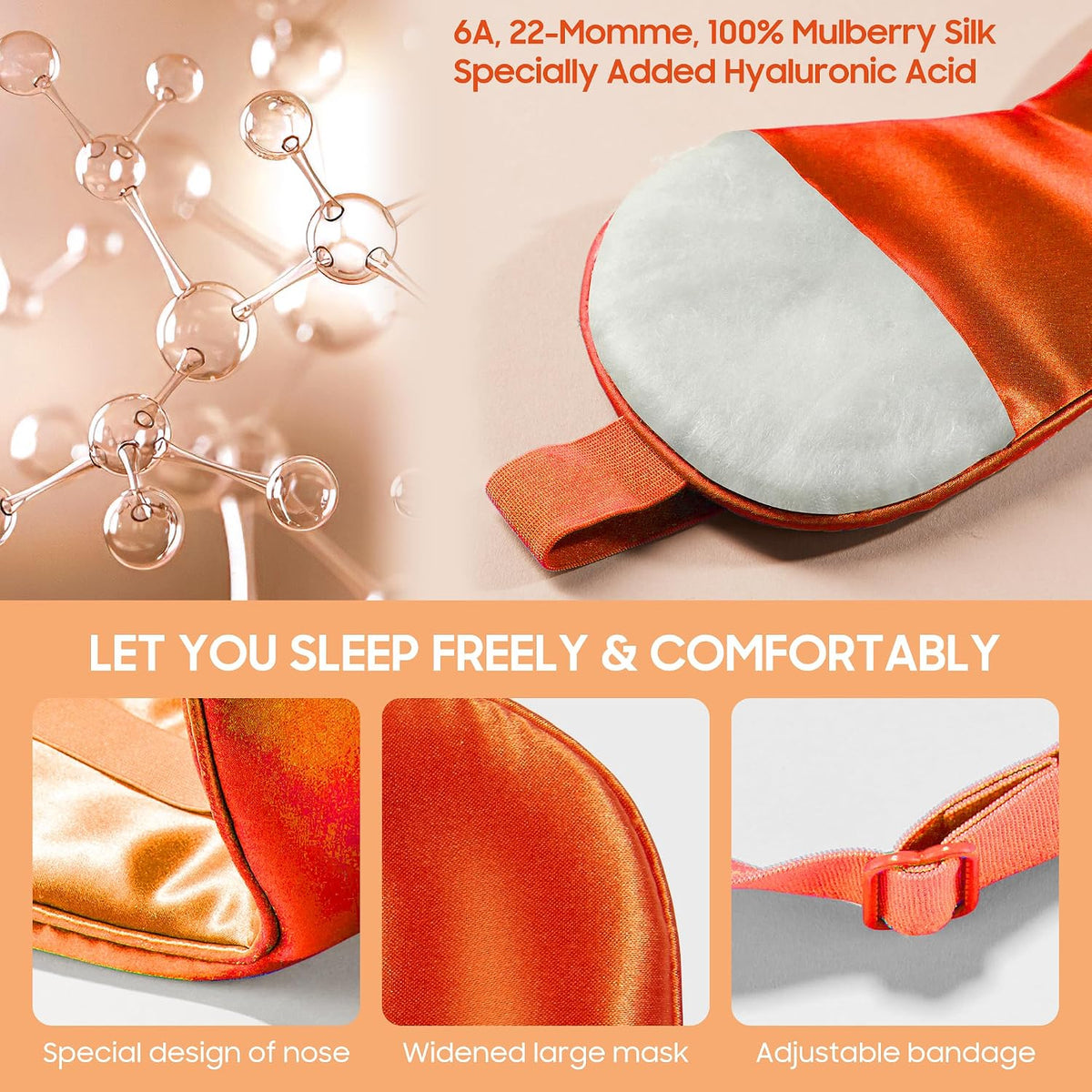 Sleep Mask 100% Mulberry Silk, Misty Blue