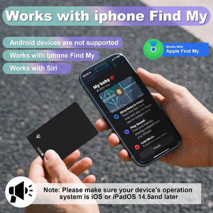 Wallet Tracker Card, Slim Rechargeable Bluetooth Item Locator, Smart Finder Compatible with Apple Find My for Wallet, Luggage, Passport, IP68 Waterproof (iOS Only) (Carbon Fiber Black)