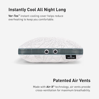 Bedgear Storm Performance Pillow, 1.0 Cooling Pillow for Side Sleepers, Medium Firm Support, Ver-Tex Cooling Cover, Air-X Mesh, Washable