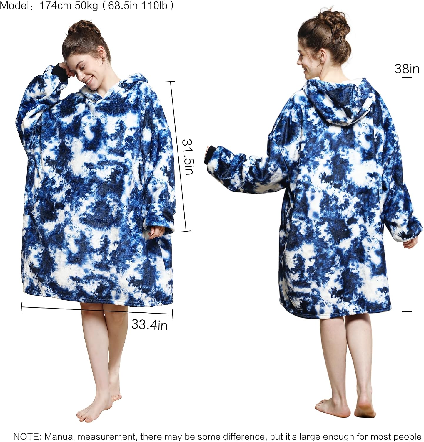 AmyHomie Wearable Blanket Hoodie for Adults & Teens,Oversized Sherpa Hooded Blanket,Warm Cozy Blanket Sweatshirt as Christmas Birthday Gifts for Women Men
