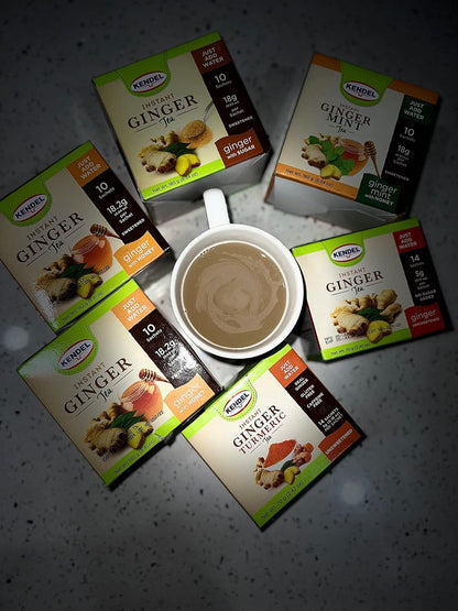 Kendel Instant Ginger Turmeric Tea - 14 Sachets, Unsweetened