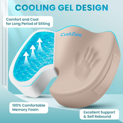 Office Chair Seat Cushion, Cooling Gel Enhanced Memory Foam Cushion for Long Sitting - Back, Sciatica, Coccyx, Tailbone Pain Relief Pillow - for Office, Gaming, Car, Wheelchair - Black, Large
