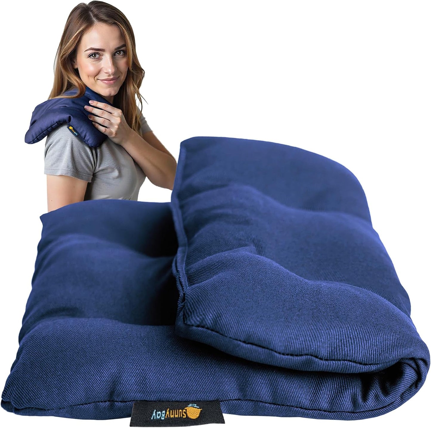 SunnyBay Microwave Heating Pad, Microwavable Moist Hot or Cool Bean Bag Wrap for Neck, Shoulder, Knee, or Back Pain with Fastening Straps, 10x18 Inch Heating Area, 2.8 Lbs, 58 Inches