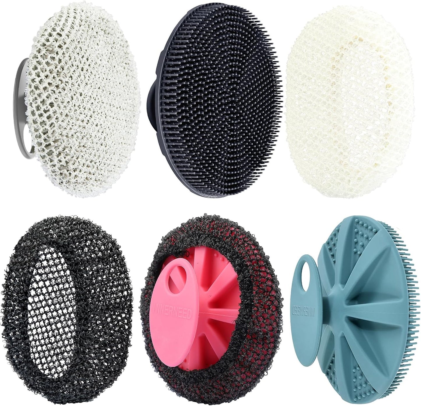 INNERNEED Food-Grade Soft Silicone Body Scrubber Shower Brush Handheld Cleansing Skin Brush, Gentle Exfoliating and Lather Well (Dark Green)