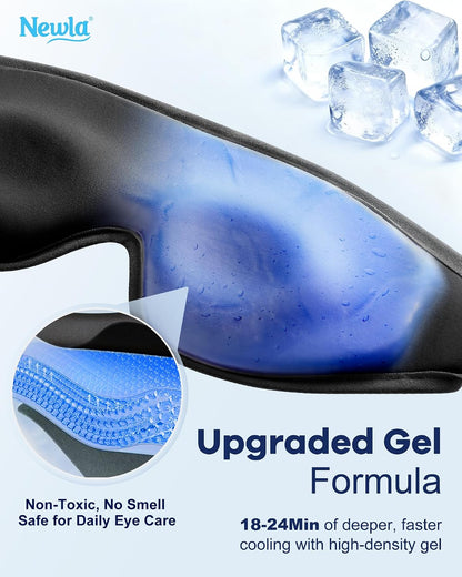 Cooling Gel Eye Mask for Puffy Eyes, Larger Full-Eye Cold Compress for Swelling, Ice-Cold Gel Therapy, Forehead & Upper Cheek Cooling Relief, Reusable Ice Pack for Eyes, FSA Eligible HSA, Black
