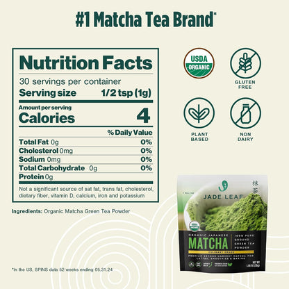 Jade Leaf Matcha Powder, Organic Culinary Grade, 30g / 1.06oz