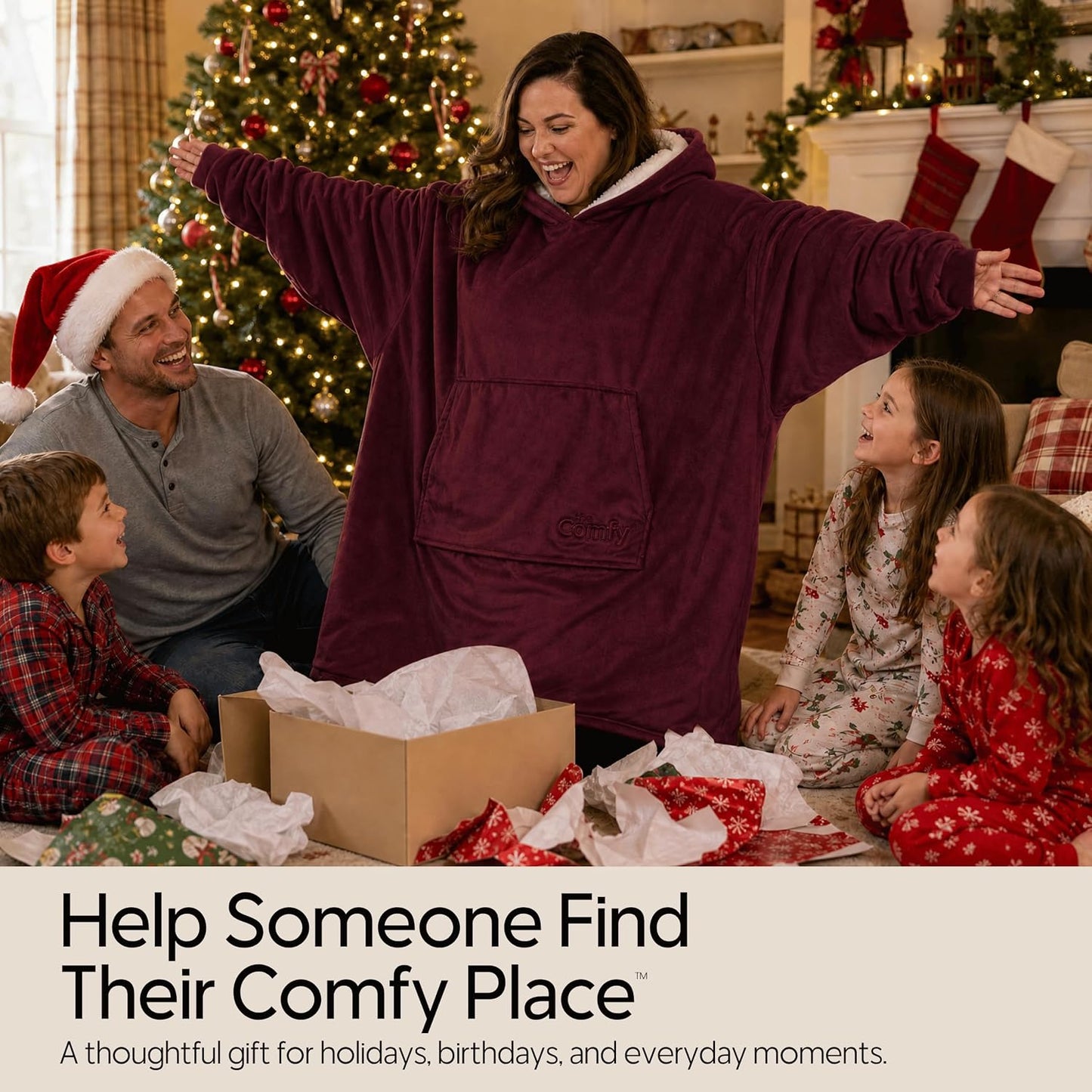 THE COMFY Original | From Shark Tank | Patented | Oversized Sherpa Wearable Blanket Hoodie| Gift for Women & Men | One Size