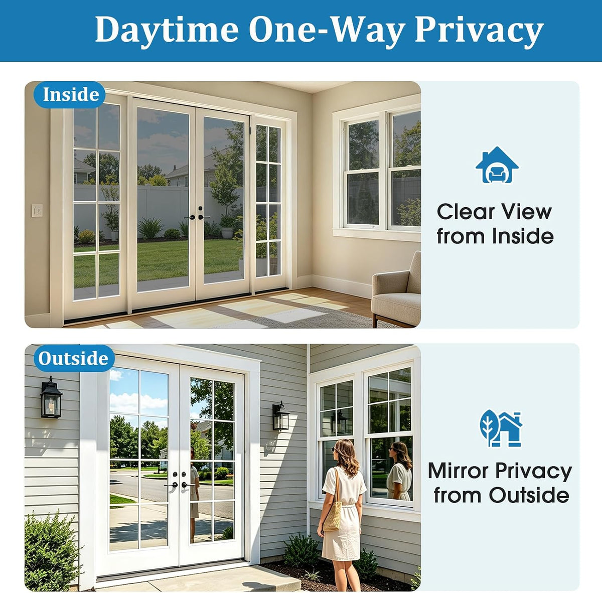 Coavas Blackout Window Privacy Film, Geometric Pattern, 11.8" x 78.7"