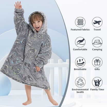 Fiosnow Glow in the Dark Unicorn Blanket Hoodies for Kids 6-13YR Oversize Wearable Blanket Hoodies for Boys Girls Teens
