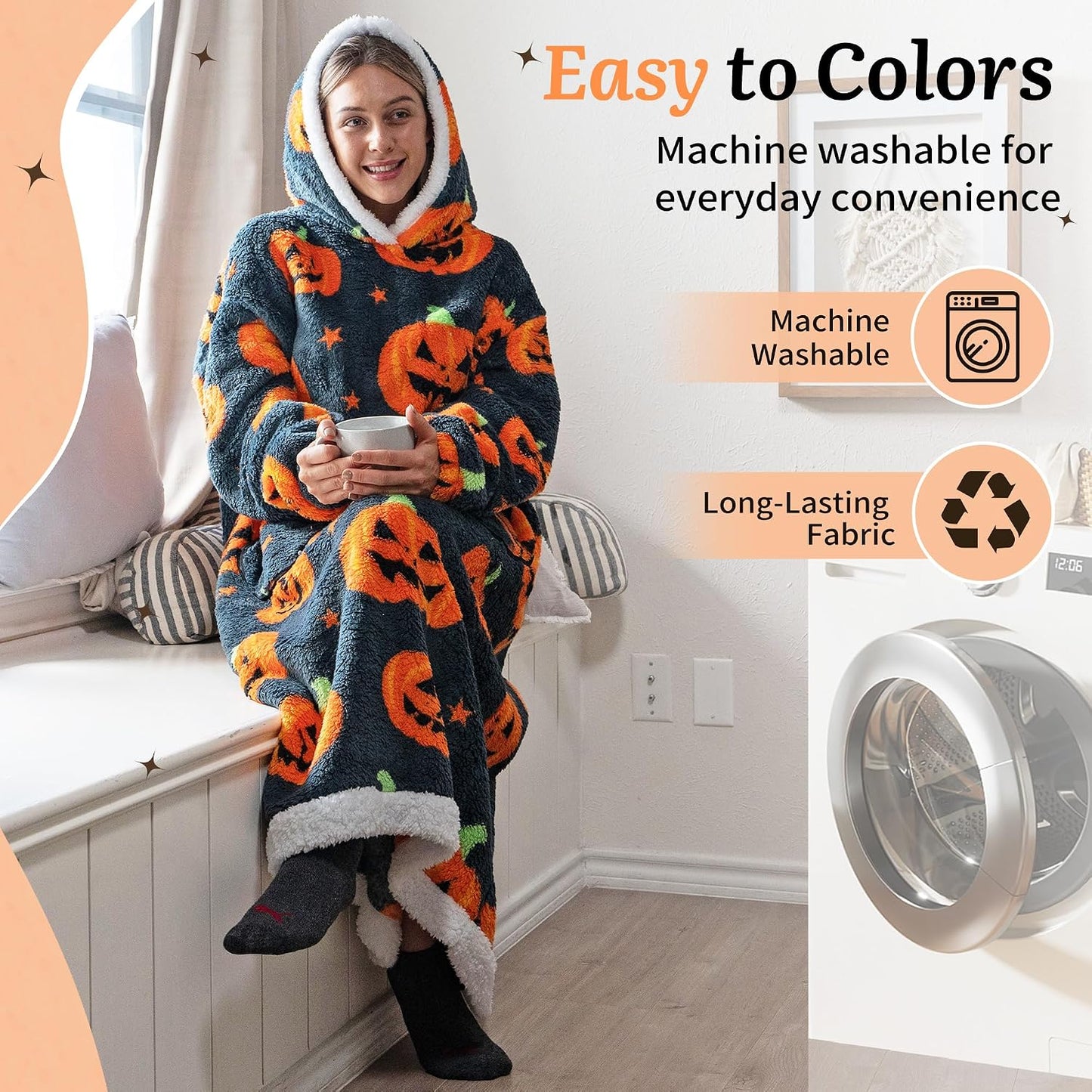 Capecage Blanket Hoodie, Long Hooded Blanket Sweatshirt as Birthday Gifts for Women Men, Long Wearable Blanket for Women Men.