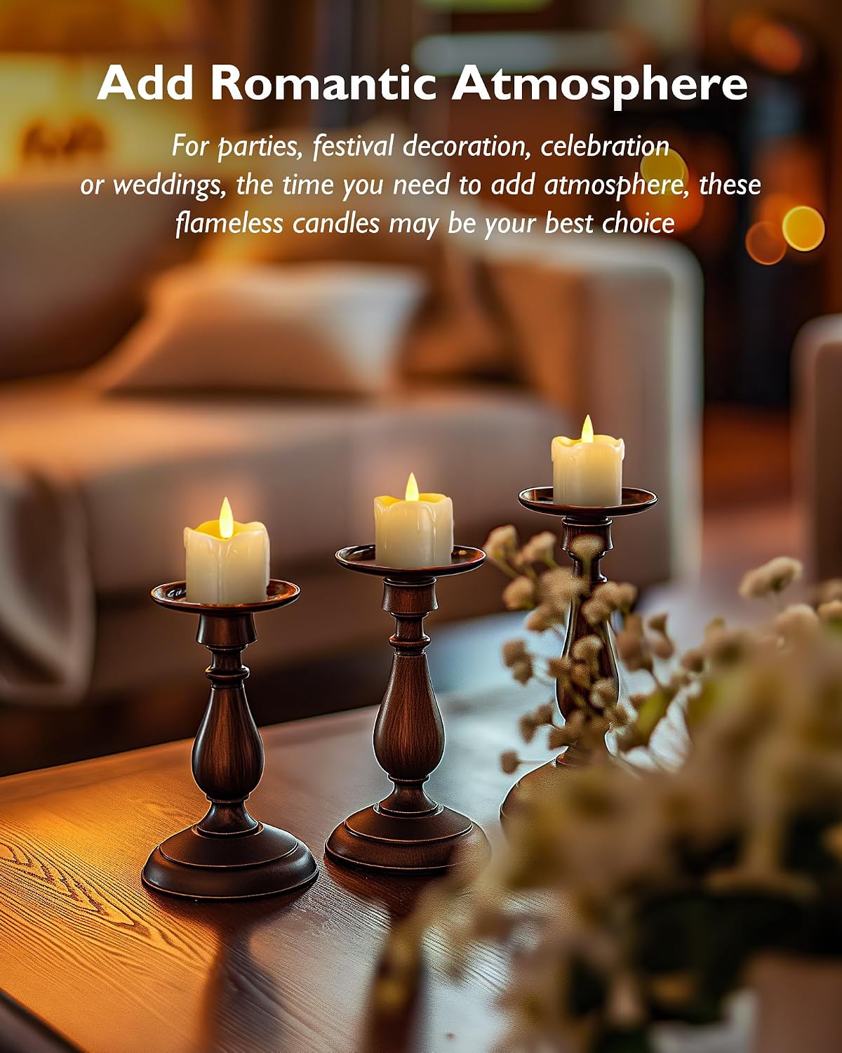 Homemory Flameless Votive Candles with Timer, 2" x 2" Real Wax, 400+Hour Realistic Black Wick Battery Operated Candles, Set of 6 for Wedding, Party and Holiday Decoration (Battery Included)