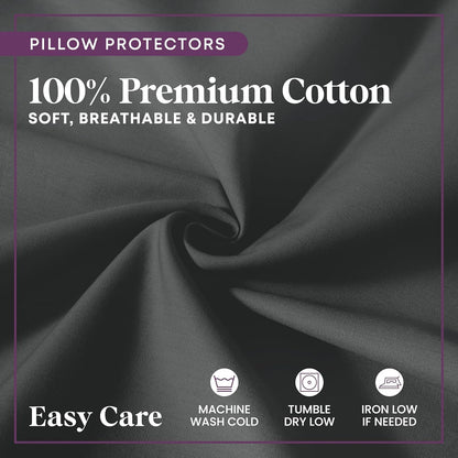 CirclesHome Pillow Protectors 4 Pack Standard Zippered - 100% Cotton Breathable Pillowcases - Protects Pillows from Dirt, Dust and Debri (Standard - Set of 4 - 20x26)