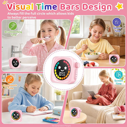 Visual Timer for Kids, 99 Minute Digital Cute Kids Visual Timer Classroom Timer for Homeschool Supplies Study Teaching Time Management Tool Countdown Productivity Timer, White, Colorful Display
