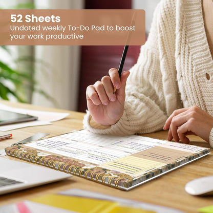 Weekly To Do List Notepad with 52 Undated Sheets（8.5"×11"）- Undated Weekly Planner Notepad for Office Desk Accessories and Supplies - Sunshine Petal