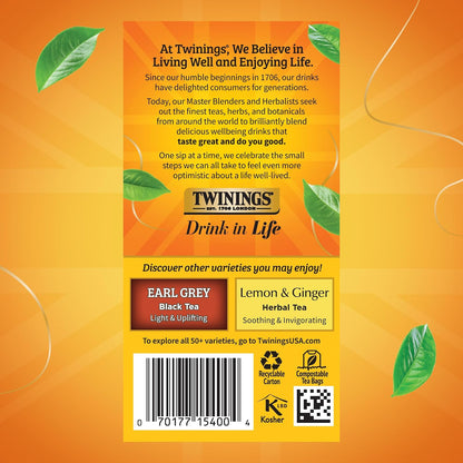 Twinings Camomile, Honey & Vanilla Herbal Tea Individually Wrapped Bags, 20 Count (Pack of 6), Naturally Caffeine-Free, Enjoy Hot or Iced, 120 Teabags