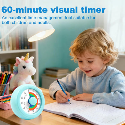 60 Minute Visual Timer with Silent Operation Visual Countdown Timer Rainbow Disk 60 Minute Countdown Timer Task Reminder Home and Kitchen Timer for Kids Desk, Office Meetings (Green)