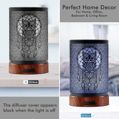 EQUSUPRO Essential Oil Diffuser 300ml Metal Electric Ultrasonic Diffuser for Large Room with Auto Shut-Off, 4 Timer Setting &7 Colors Night Light for Home