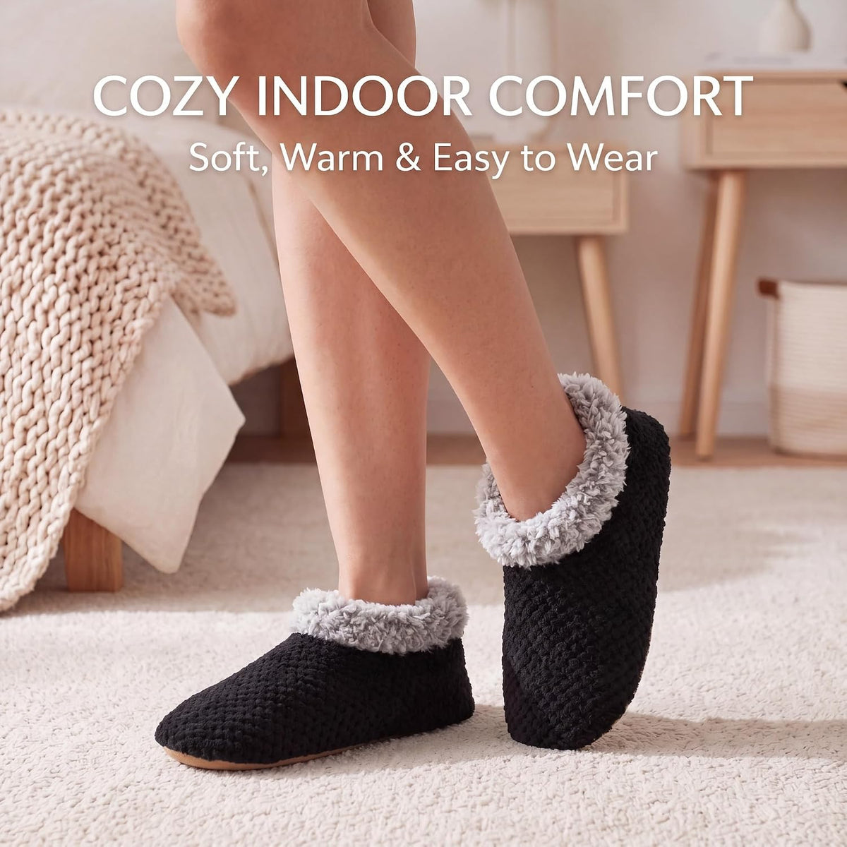 Cozylook Fuzzy Slippers for Women Indoor Soft Sole Slipper Socks