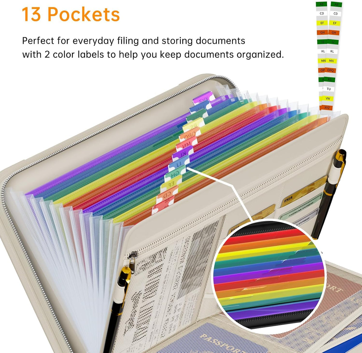 Tamfile Fireproof Accordion File Organizer, Expanding File Folder