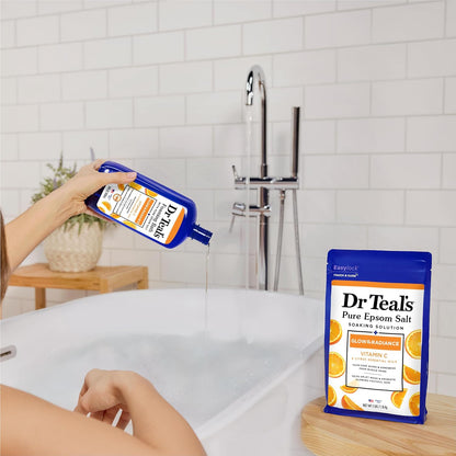Dr Teal's Pure Epsom Magnesium Salt Soak, Glow & Radiance with Vitamin C & Citrus Essential Oils, 3 lbs