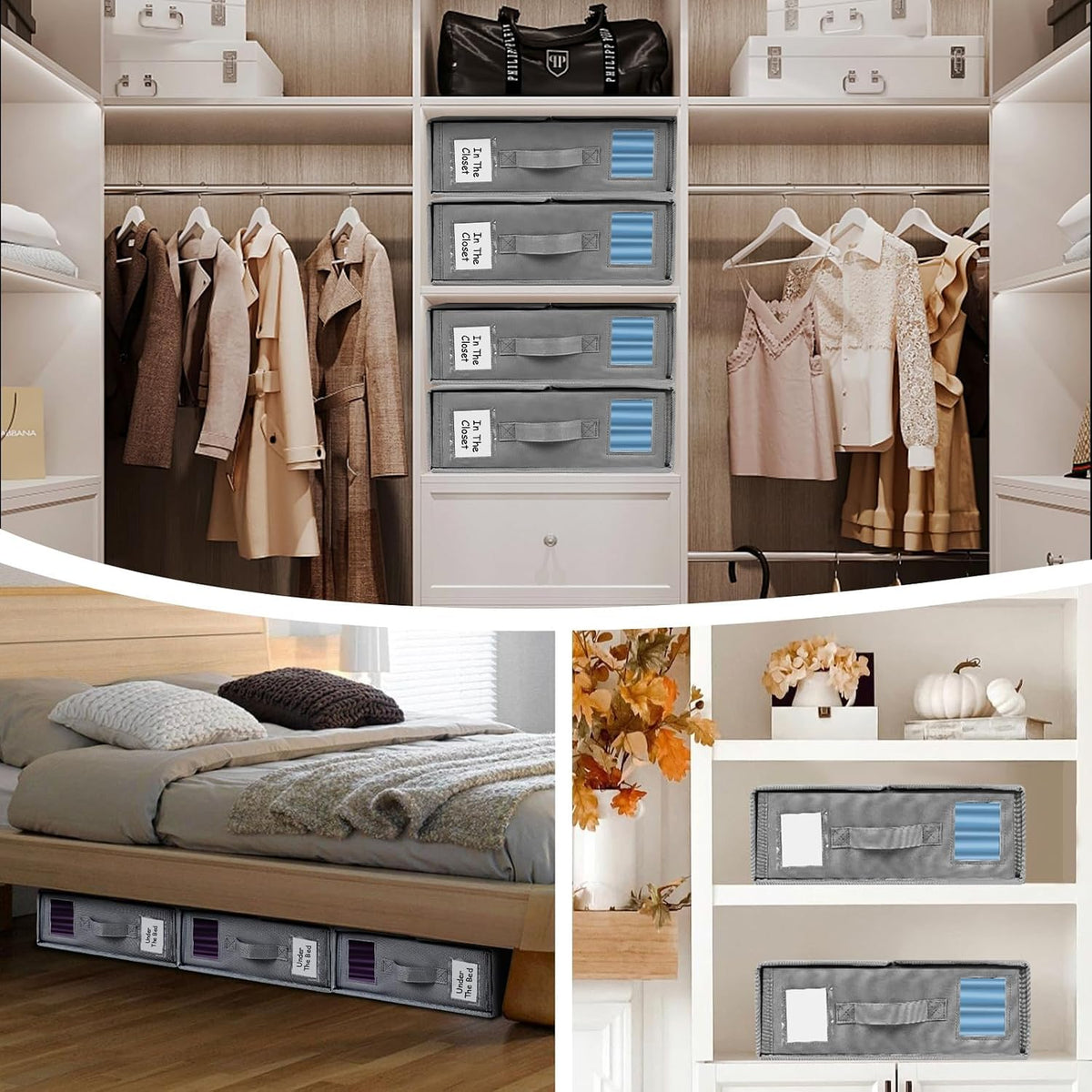 Sheet Organizers and Storage, Foldable Cube with Handles & Labels