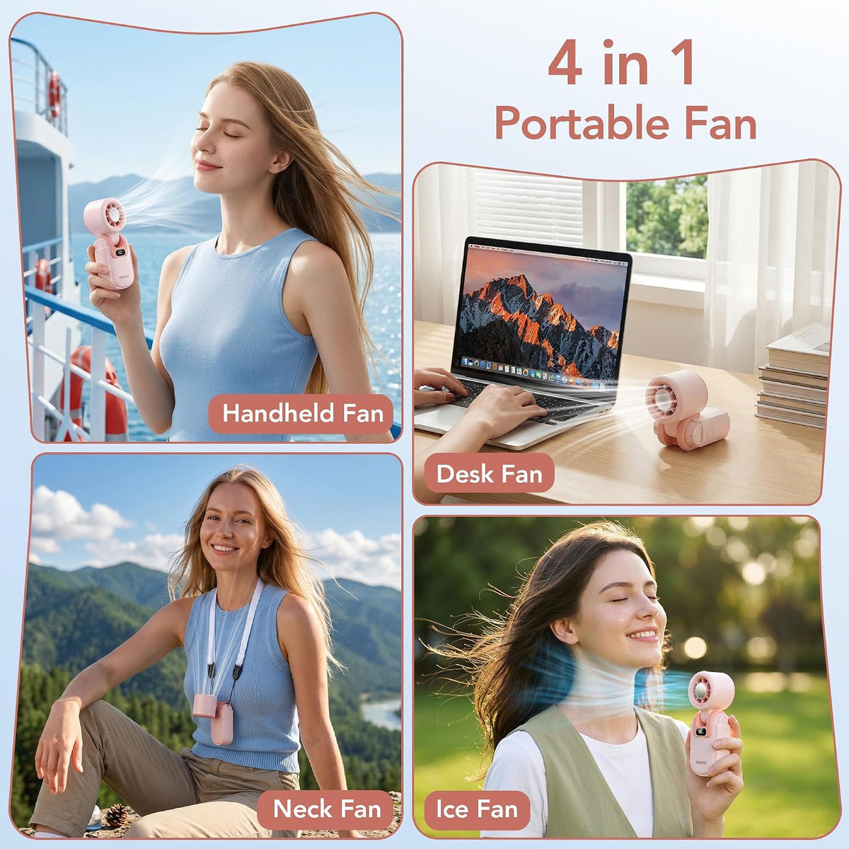MINISO Portable Fan with Cooling Plate, Mini Handheld Fan Turbo