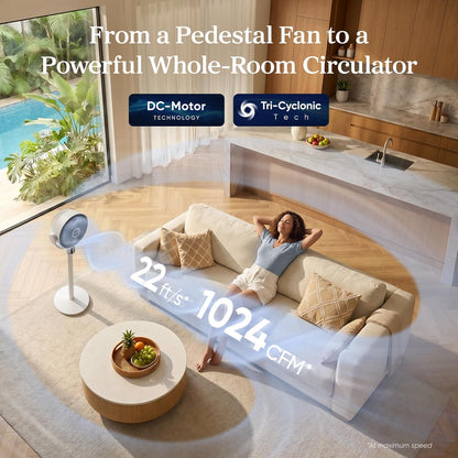 LEVOIT Standing Fan for Bedroom, 20dB Quiet Pedestal Fan for Sleep, 1024 CFM Ultra-High Airflow, 90° Oscillating Floor Fan, DC Motor, 5 Speeds, 12H Timer, Remote, for Home, Room, Office, White