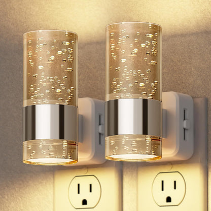 Briignite Night Lights Plug into Wall, Modern LED Night Light Plug in, Dusk to Dawn Sensor,Amber Night Light 0-100LM Adjustable Brightness, Dimmable NightLight for Hallway, Bedroom, Stairway, 2 Pack