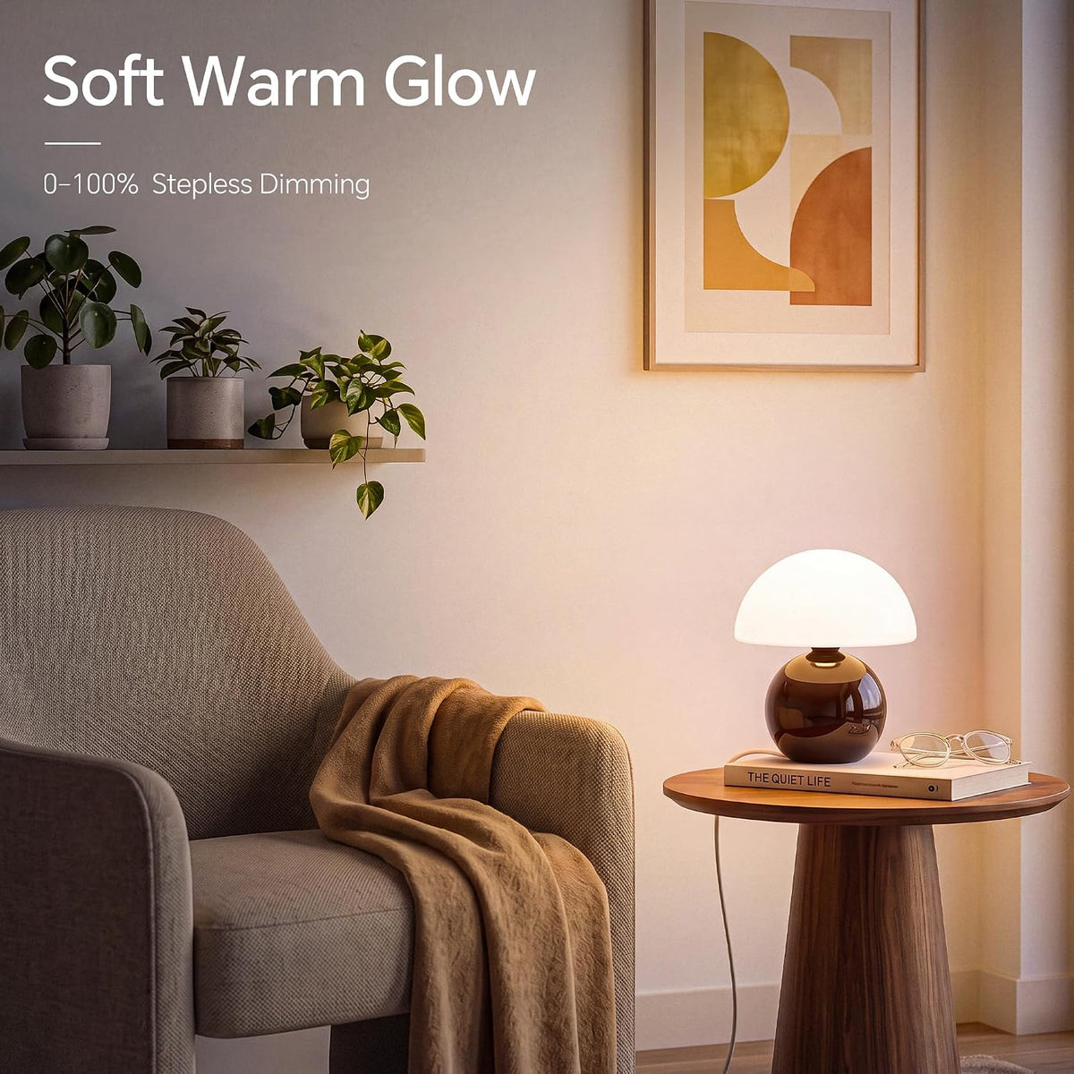 Dawnwake Mushroom Lamp Table Lamp for Bedroom-Small Desk Table Lamps,White