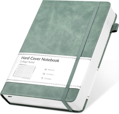 CAGIE Lined Journal Notebook for Women Men 320 Pages 100 Gsm Paper Thick Journaling Notebooks A5 Leather Journals for Writing Hardcover Journal Supplies for Work Note Taking Diary, 5.7x8.3 In, Green