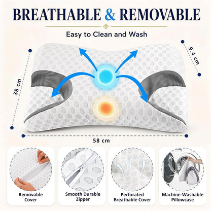 IKSTAR HSA/FSA Cooling CPAP Pillow for Side Sleepers - Sleep Apnea Pillow for CPAP User - Reduce Air Leak/Hose Tangle/Mask Pressure - Memory Foam Neck Support Nasal Pillows Side/Back/Stomach Sleeper