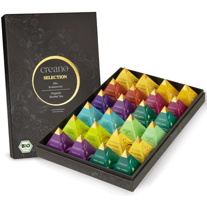 Creano Organic Herbal Tea Sampler Gift Set - Tea Gift Box - 27 Organic Tea Bags in 9 Different Varieties 54 g
