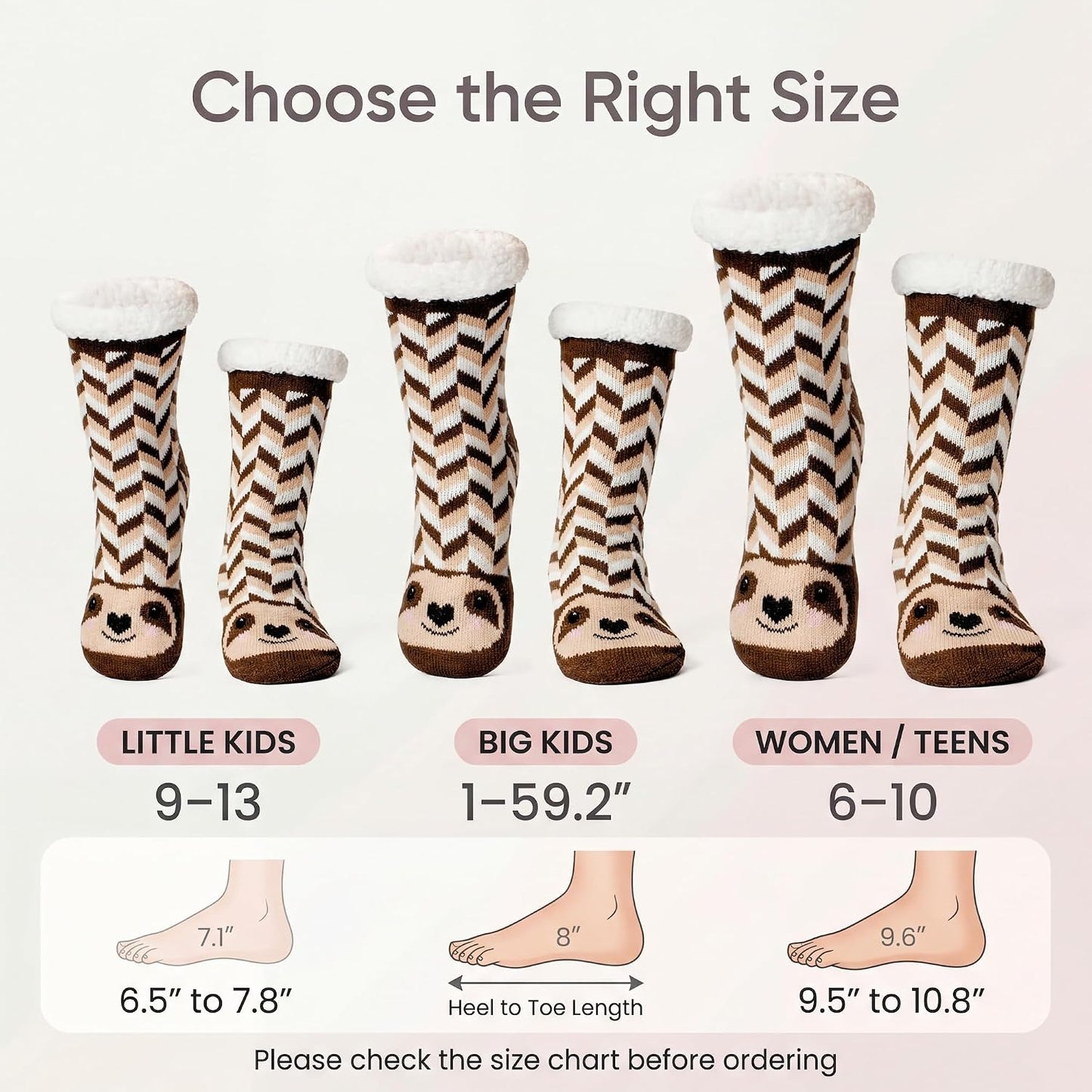 cosyone1997 Fuzzy Slipper Socks for Women Kids with Grips, Cute Animal Sherpa Lined Non-Slip Cozy Winter Socks Gifts