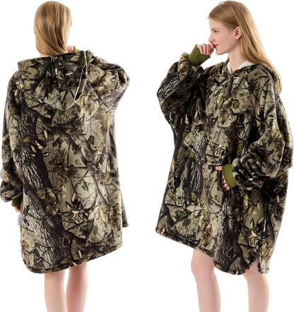Krifey Wearable Blanket Hoodie, Oversized Sherpa Hooded Blanket for Adults | Soft sherpa fleece with sleeves and pocket; oversized fit for lounging, WFH, camping, Christmas and white elephant gifts.
