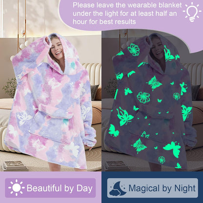 Fiosnow Sun and Moon Blanket Hoodies for Women and Men Adult Oversize Wearable Blanket Hoodies for Soft and Warm