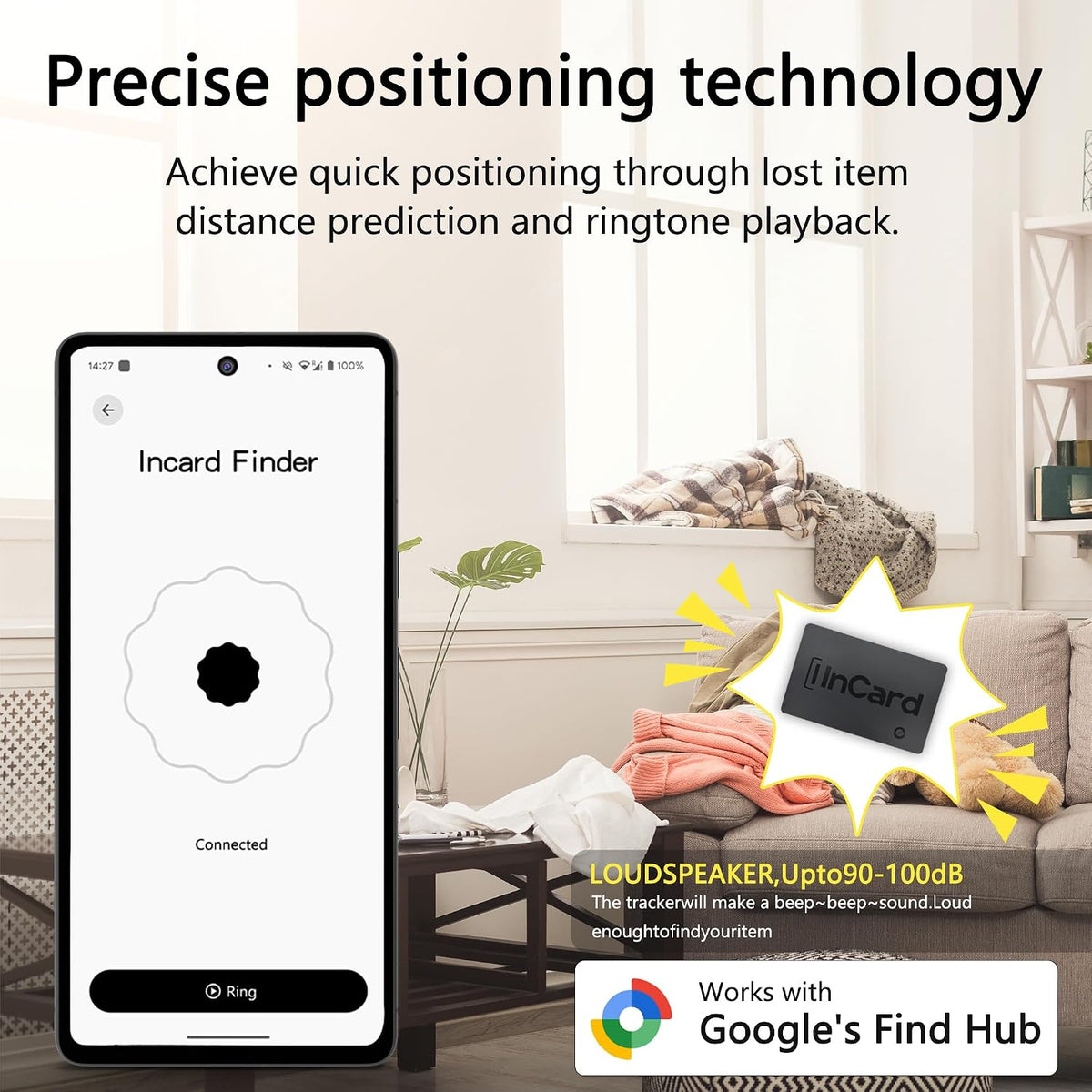 Wallet Tracker Card, Android & iPhone, Find My & Google, 5 Year Battery