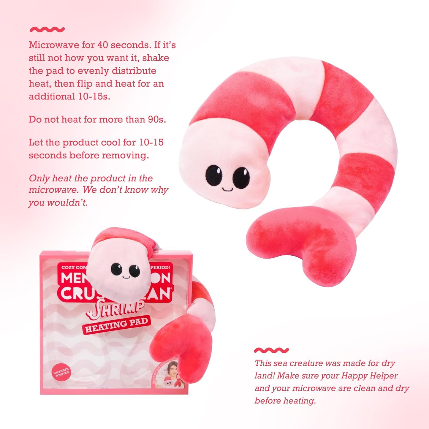 Menstruation Crustacean Lobster by Relatable, Microwavable Heating Pad for Period Cramps, Cuddly Plushies, Great Gift Ideas for Loved Ones of All Ages, Includes 1 Lavender Scented Heating Pad Plushy