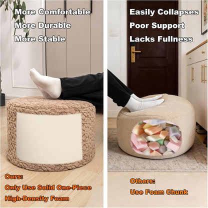 Round Pouf Ottoman Foot Stool 20x14In Ottoman Footrest for Couch Sofa Green