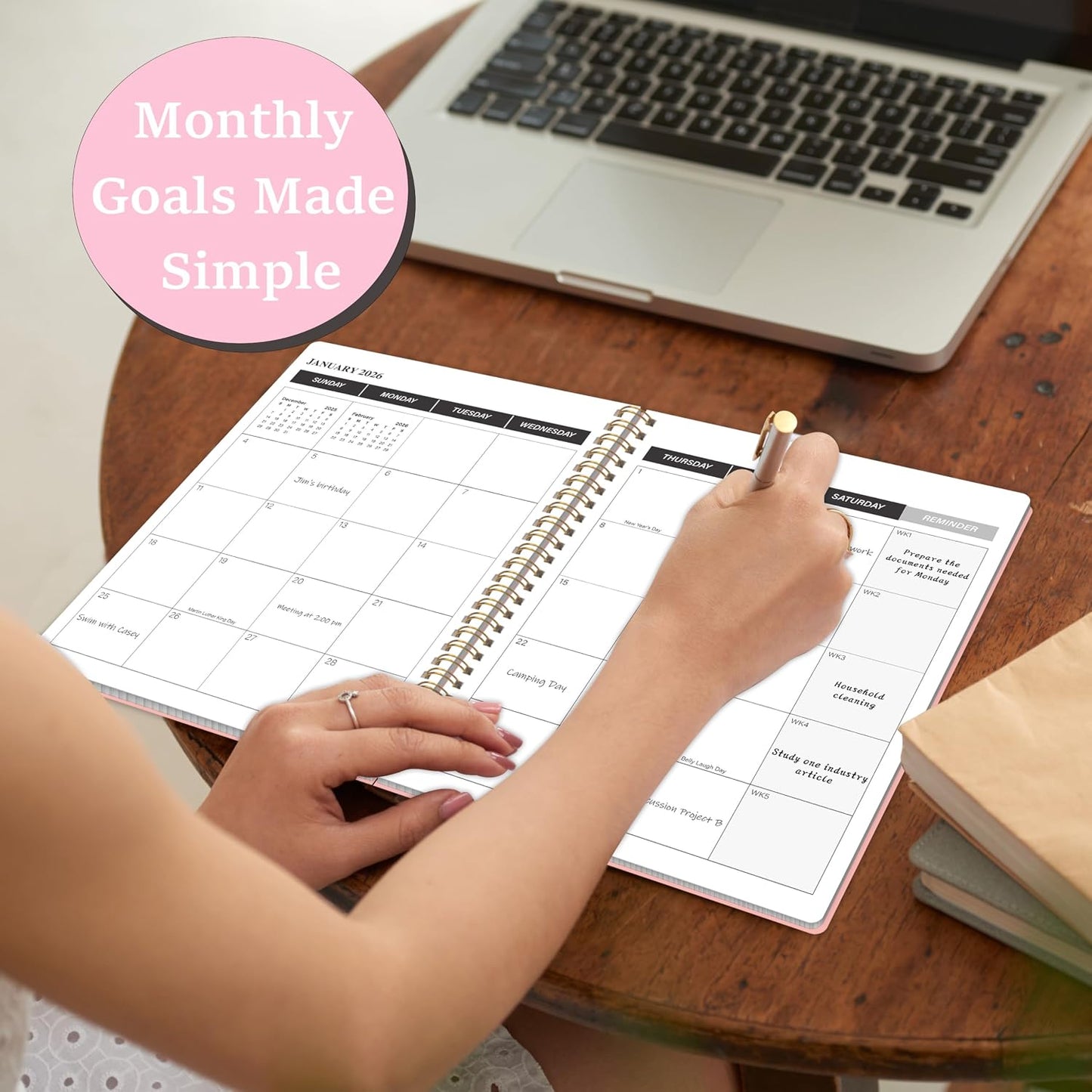KMQOY Monthly Planner 2026-2027, 2026 Calendar 24 Months Planner, Jan 2026 - Dec 2027, 7.5"x10", Personal Calendar with Monthly Goals, To-Do List, Habit Tracker, 2 years for School Office Home Planning(Black)