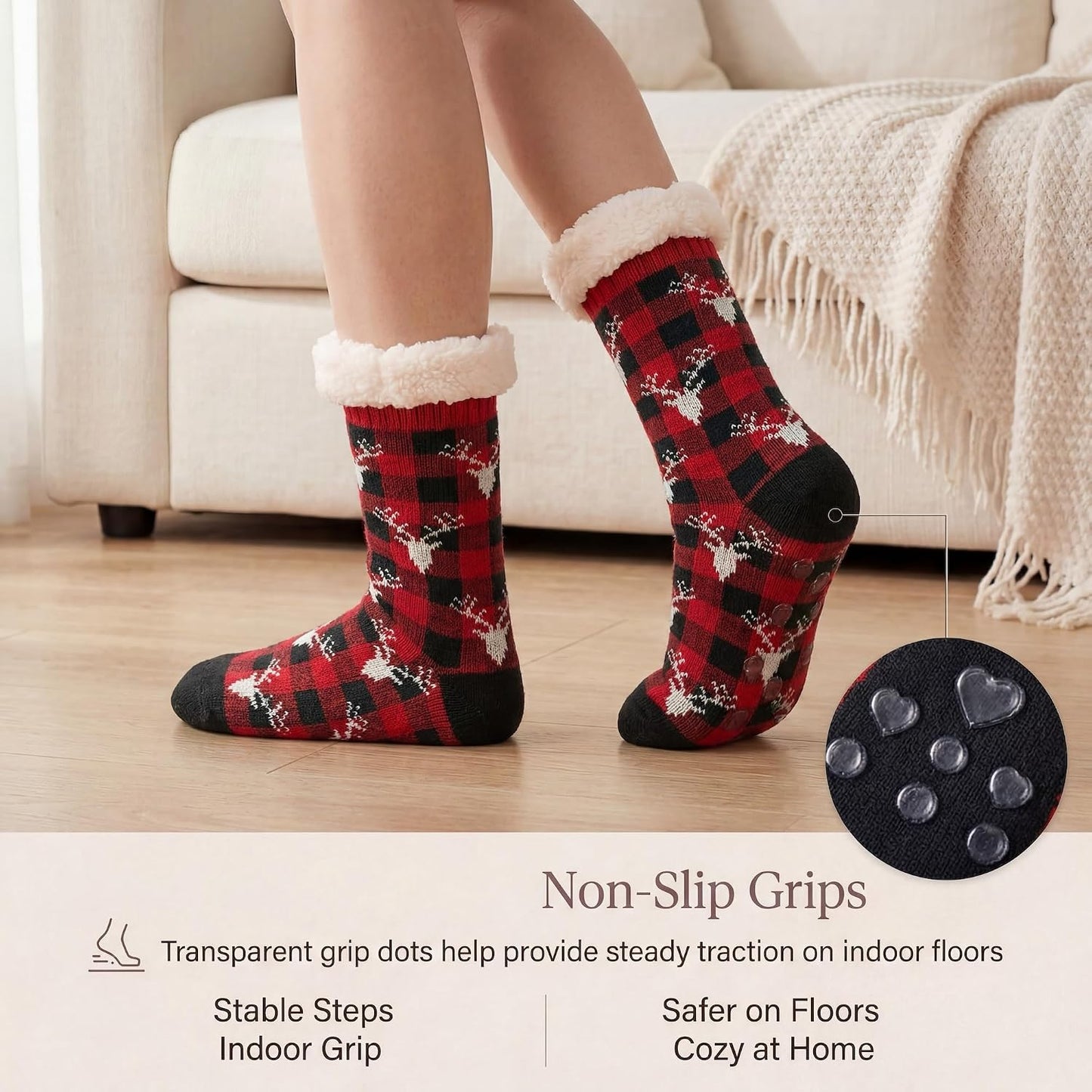 Cozylook Fuzzy Slipper Socks for Women with Grips Warm Cozy Soft Non-Slip Winter Socks Cozy Gift Idea