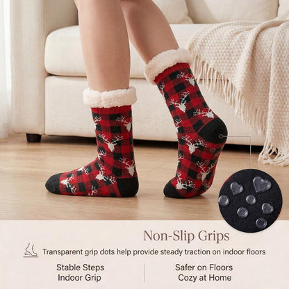 Cozylook Fuzzy Slipper Socks for Women with Grips Warm Cozy Soft Non-Slip Winter Socks Cozy Gift Idea