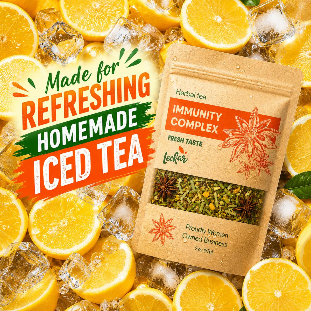 Herbal Tea with Lemongrass, Ginger, Fenugreek, Star Anise, Turmeric, Caffeine Free, Immunity Care Blend