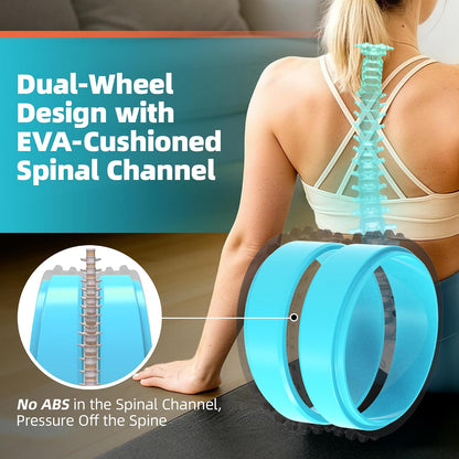 GymCope Back Roller for Back Pain Reliefn & Stretching, Deep Tissue Massage Roller Supports Up to 530 lbs / 240 kg, 5.5''-7.5'' Curved Foam Roller for Home Physical Stretching (Blue, Medium)