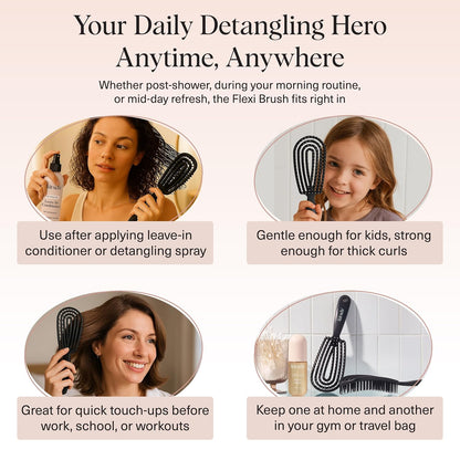 Kitsch Hair Brush Detangler – Flexi Flow Hair Brush for Women, Men & Kids | Detangling Brushes for Curly Hair with Bendable Frame, Bounce Curl Defining Brush for Wet or Dry Strands - Soft Violet
