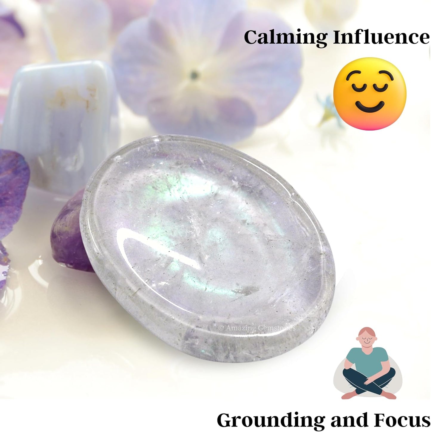 Amazing Gemstone Labradorite Thumb Worry Stone, Anxiety Stone, Healing Crystals - Piedra Crystal Fidget for Gift, Meditation, Calming, Relaxation, Stress Relief - Colors C